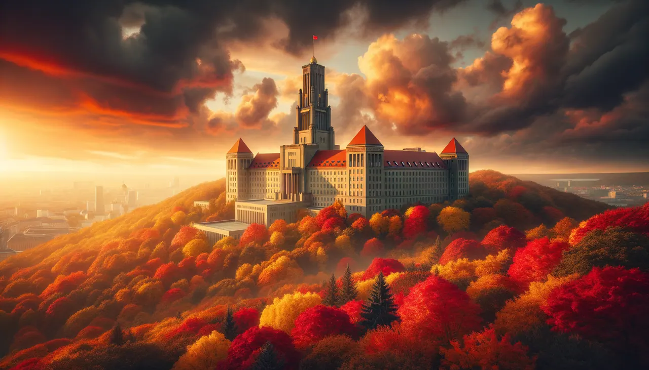 Parliament Hill, Ottawa at golden hour with autumn maples